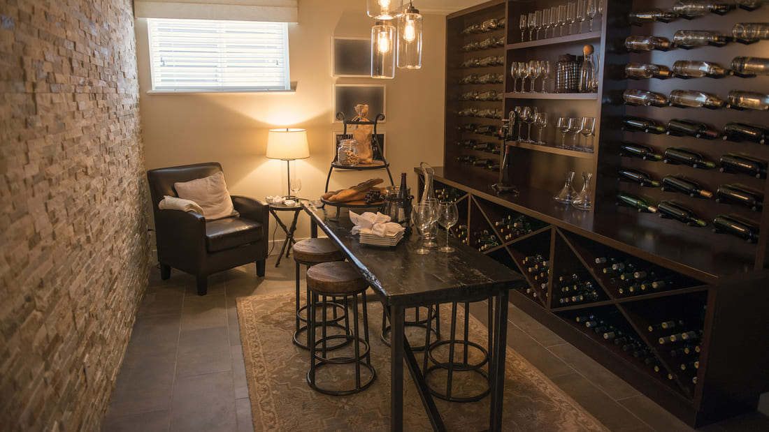 wine cellar in a modest space
